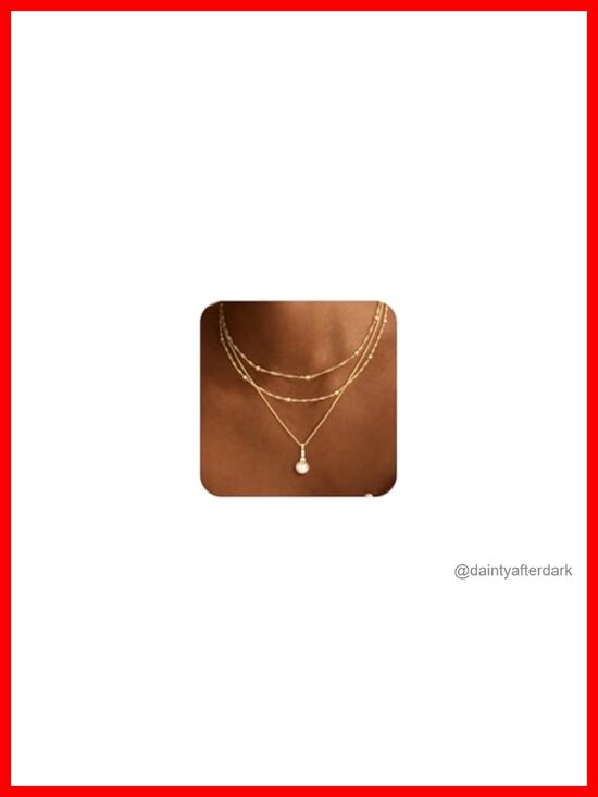 Jewelry - Dainty Layered Pearl Pendant Necklace, Gold Plated, Adjustable